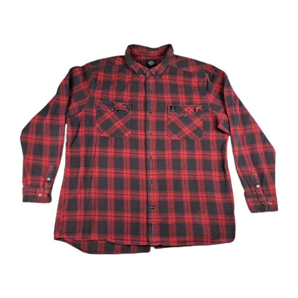 Harley-Davidson Shirt Mens 3XL Button Up Snap Collar Plaid